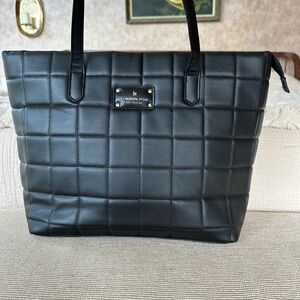 London Fog Black Quilted Tote Bag